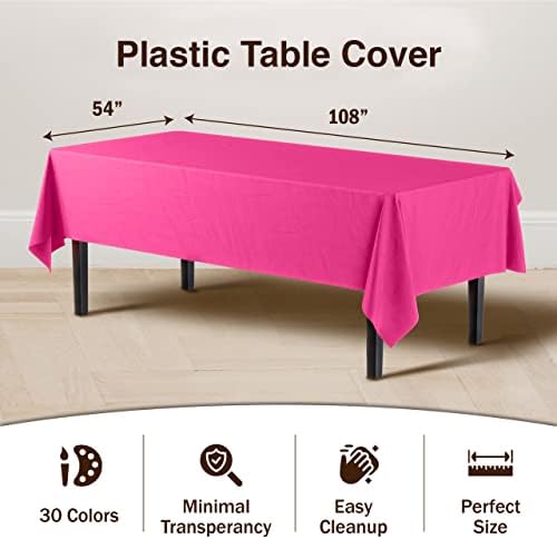 Cerise Plastic Table Covers | 12 Pack | 54 in. x 108 in.
