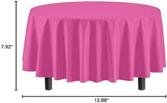 Cerise Round Plastic Table Covers | 12 Pack | 84 in.