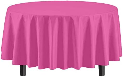Cerise Round Plastic Table Covers | 12 Pack | 84 in.