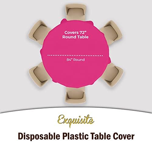 Cerise Round Plastic Table Covers | 12 Pack | 84 in.