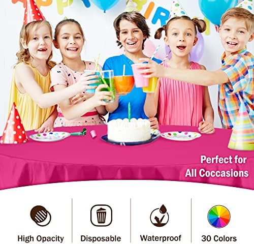Cerise Round Plastic Table Covers | 12 Pack | 84 in.