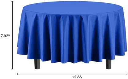 Dark Blue Round Plastic Table Covers | 12 Pack | 84 in.