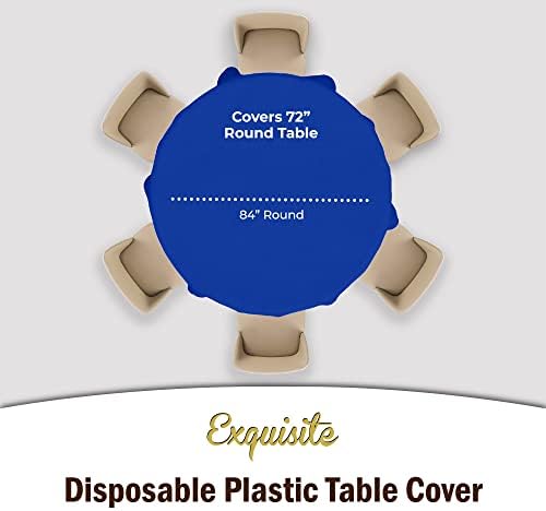 Dark Blue Round Plastic Table Covers | 12 Pack | 84 in.