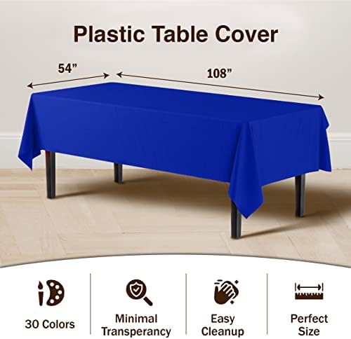 Dark Blue Plastic Table Covers | 12 Pack | 54 in. x 108 in.
