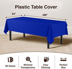 Dark Blue Plastic Table Covers | 12 Pack | 54 in. x 108 in.