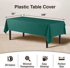 Dark Green Plastic Table Covers | 12 Pack | 54 in. x 108 in.
