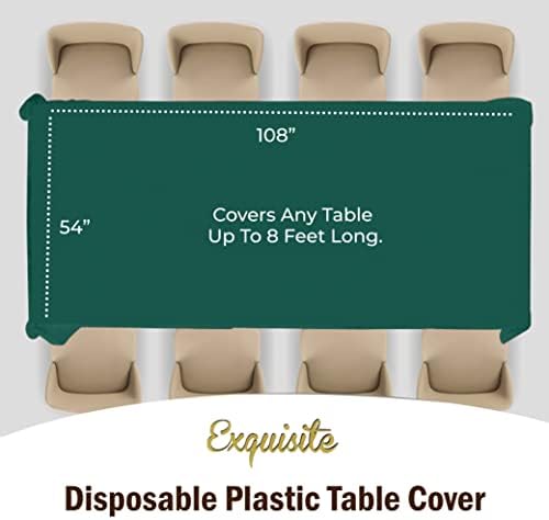 Dark Green Plastic Table Covers | 12 Pack | 54 in. x 108 in.