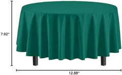 Dark Green Round Plastic Table Covers | 12 Pack | 84 in.