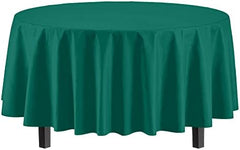 Dark Green Round Plastic Table Covers | 12 Pack | 84 in.