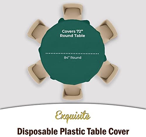 Dark Green Round Plastic Table Covers | 12 Pack | 84 in.