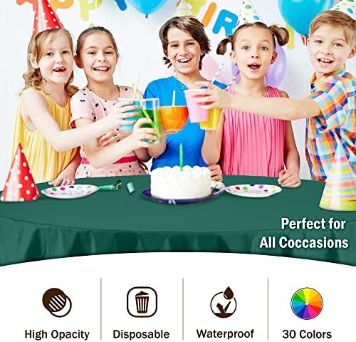 Dark Green Round Plastic Table Covers | 12 Pack | 84 in.