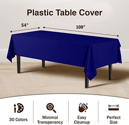 Navy Blue Plastic Table Covers | 12 Pack | 54 in. x 108 in.