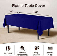 Navy Blue Plastic Table Covers | 12 Pack | 54 in. x 108 in.