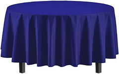 Navy Blue Round Plastic Table Covers | 12 Pack | 84 in.