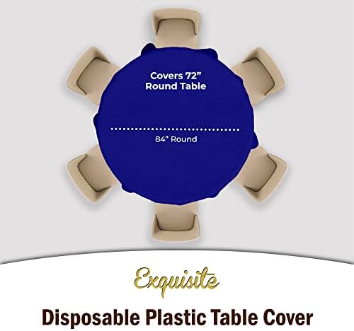 Navy Blue Round Plastic Table Covers | 12 Pack | 84 in.