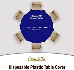 Navy Blue Round Plastic Table Covers | 12 Pack | 84 in.