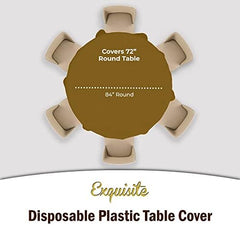Gold Round Plastic Table Covers | 12 Pack | 84 in.