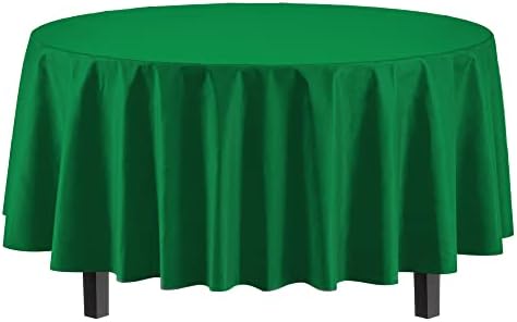 Round Emerald Green Plastic Table Covers | 12 Pack | 84 in.