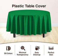 Round Emerald Green Plastic Table Covers | 12 Pack | 84 in.