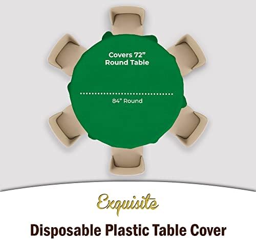 Round Emerald Green Plastic Table Covers | 12 Pack | 84 in.