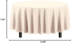 Round Ivory Plastic Table Covers | 12 Pack | 84 in.
