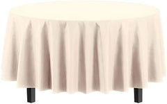 Round Ivory Plastic Table Covers | 12 Pack | 84 in.