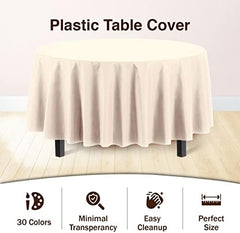 Round Ivory Plastic Table Covers | 12 Pack | 84 in.