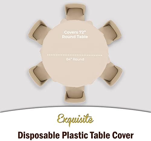 Round Ivory Plastic Table Covers | 12 Pack | 84 in.
