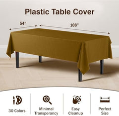 Gold Plastic Table Covers | 12 Pack | 54 in. x 108 in.