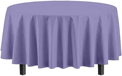 Round Lavender Plastic Table Covers | 12 Pack | 84 in.
