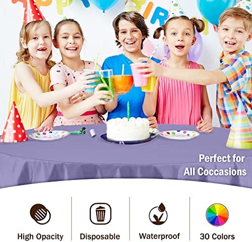 Round Lavender Plastic Table Covers | 12 Pack | 84 in.