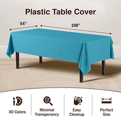 Turquoise Plastic Table Covers | 12 Pack | 54 in. x 108 in.