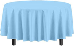 Round Light Blue Plastic Table Covers | 12 Pack | 84 in.