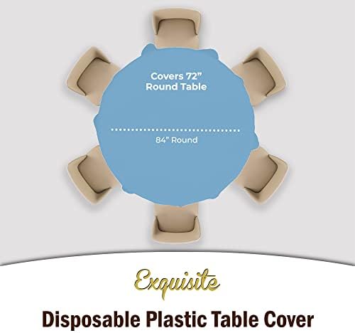 Round Light Blue Plastic Table Covers | 12 Pack | 84 in.