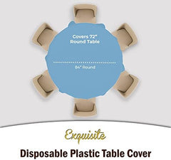 Round Light Blue Plastic Table Covers | 12 Pack | 84 in.