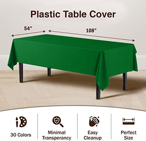 Emerald Green Plastic Table Covers | 12 Pack | 54 in. x 108 in.