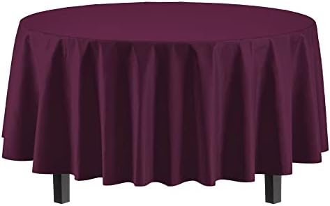 Round Plum Plastic Table Covers | 12 Pack | 84 in.