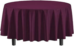 Round Plum Plastic Table Covers | 12 Pack | 84 in.
