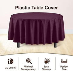 Round Plum Plastic Table Covers | 12 Pack | 84 in.