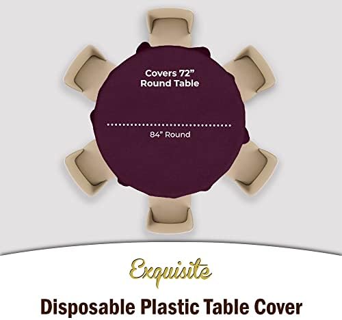 Round Plum Plastic Table Covers | 12 Pack | 84 in.