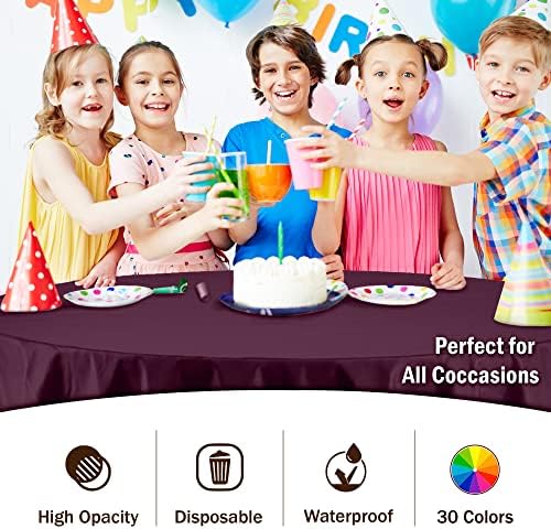 Round Plum Plastic Table Covers | 12 Pack | 84 in.