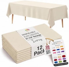 Ivory Plastic Table Covers | 12 Pack | 54 in. x 108 in.