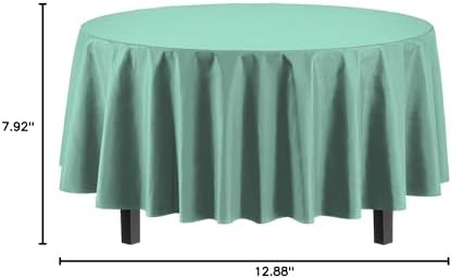 Round Mint Plastic Table Covers | 12 Pack | 84 in.