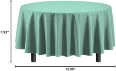 Round Mint Plastic Table Covers | 12 Pack | 84 in.