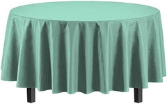 Round Mint Plastic Table Covers | 12 Pack | 84 in.