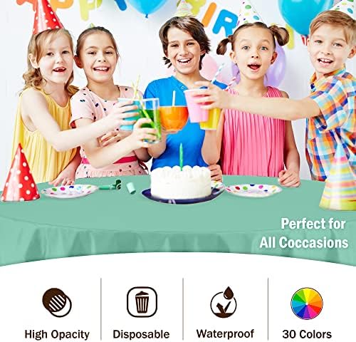 Round Mint Plastic Table Covers | 12 Pack | 84 in.