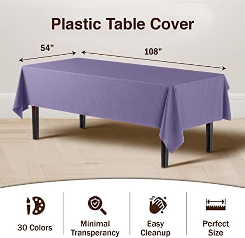 Lavender Plastic Table Covers | 12 Pack | 54 in. x 108 in.