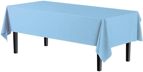 Light Blue Plastic Table Covers | 12 Pack | 54 in. x 108 in.