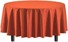 Round Orange Plastic Table Covers | 12 Pack | 84 in.