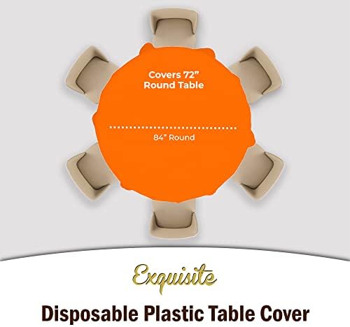 Round Orange Plastic Table Covers | 12 Pack | 84 in.
